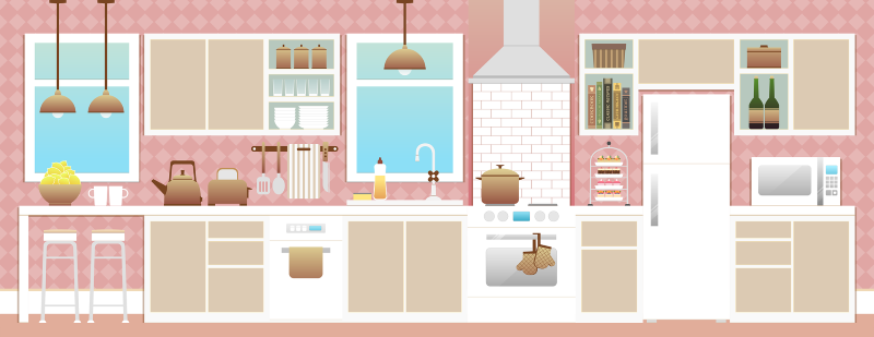 pink kitchen graphic